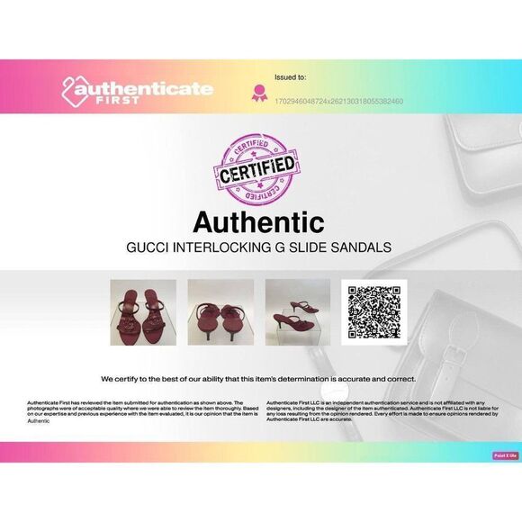 Authentic GUCCI Burgundy Interlocking GG Logo Mules Size 7.5 - Picture 8 of 16